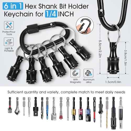 Bit Holder Drill Bit Extension Set, Upgrade Bit Holder Keychain 1/4" Hex Shank Aluminum Alloy Screwdriver Bits Holder, 3-Pack Quick Release Drill Bit Holder Tool Kit