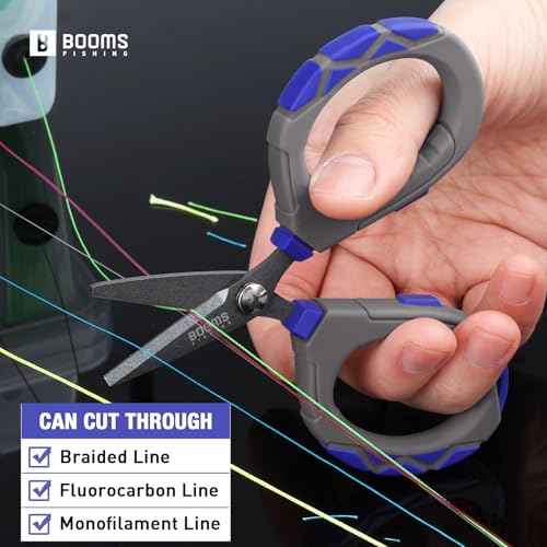 Booms Fishing Braided Line Scissors: Micro-Serrated Stainless Steel Blades Line Cutter - XW01 4.1" Fishing Serrated Shears