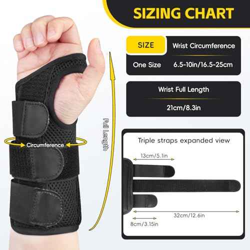 Big Mango Wrist Brace for Carpal Tunnel, Adjustable Night Sleep Wrist Support Brace for Men Women, Wrist Splint for Pain Relief, Tendinitis, Arthritis, Sprain,Injuries, Fits Right Hand, Black