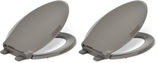 KOHLER 4636-RL-K4 Cachet ReadyLatch Elongated Toilet Seat Slow Close, Soft Close Toilet Seat Quiet Lid, Contoured Grip-Tight Bumpers Installation Hardware, Apartment Essentials, Cashmere (Pack of 2)