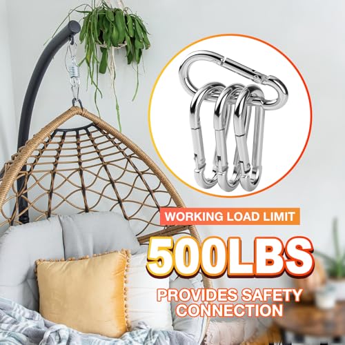 M8 Heavy Duty 3-Inch Carabiner Clips 50 Pack, Spring Snap Hooks for Swing, Hammock & Outdoor Gear
