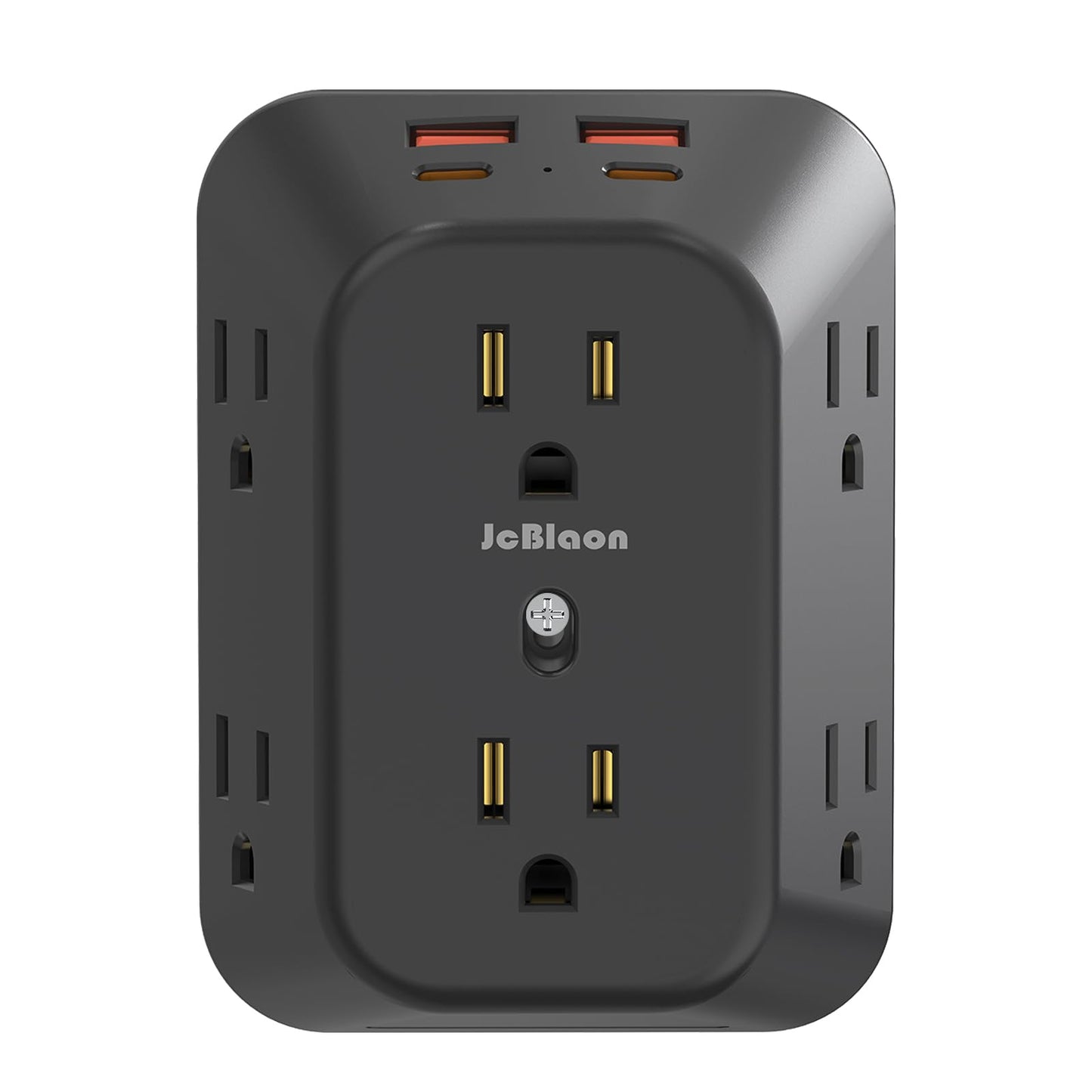 USB Wall Charger Electrical Outlet Extender, Surge Protector, 6 Outlet Splitter with 4 USB Outlet (2USB A, 2USB C) 4-Sided 1050J Power Strip Multi Plug Adapter for Home Office Travel