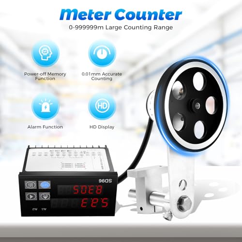 Digital Length Meter Counter 0-999999m/3280837ft with 3 Modes, Dual Relay Alarm