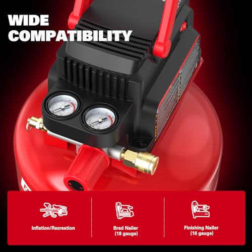 ECOMAX Portable Air Compressor with 3-Gallon Tank & Accessories Kit, 110 PSI