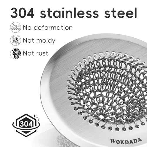 Revolutionary Kitchen Sink Drain Strainer/Patented Reversible Chain Mesh, Effortless Cleaning & Debris Catcher, Large Capacity, No Clog, 304 Stainless Steel & Rust-Proof/Handmade