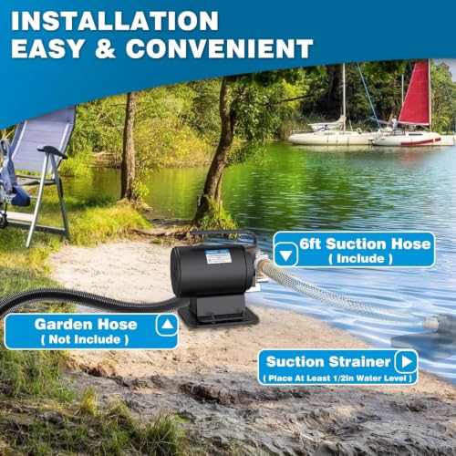 Acquaer 115V AC Portable Water Transfer Pump 1/10 HP with Suction Hose Kit