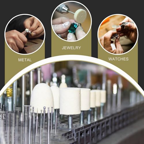 120PCS Polishing Buffing Wheels for Dremel Tool Accessories, 1/8" Shank Rotary Polishing Kit for Metal, Jewelry, Wood, Watches, Plastic, Glass & DIY Restoration