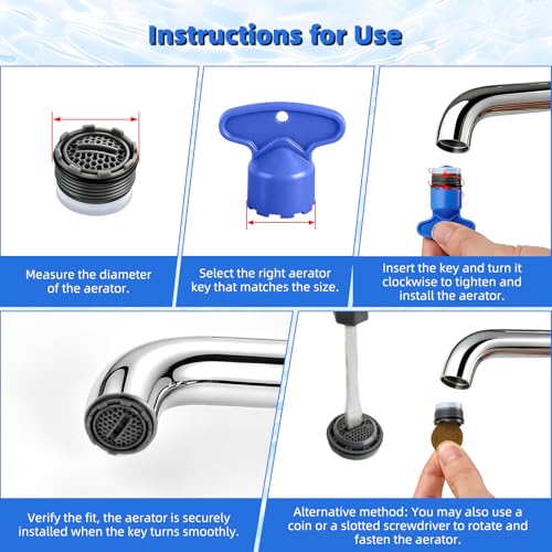 Hibbent 12 Pcs Faucet Aerator Set with 6 Wrench Keys for Sink, M16.5-24mm - Easy Installation
