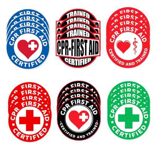 CPR First Aid Certified Trained Medical Symbol Stickers Vinyl Decals Professional Emergency Safety Certification Labels 27Pcs Hat Bumper Skateboard Bike Bedroom Water Bottles