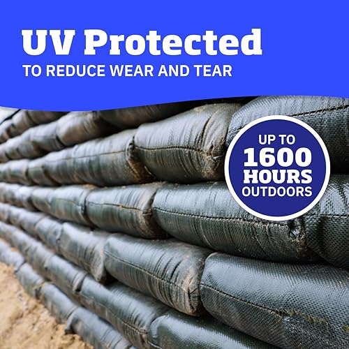 Green DURASACK Heavy Duty Sandbags with Ties - Pack of 10, 14x26 Inches