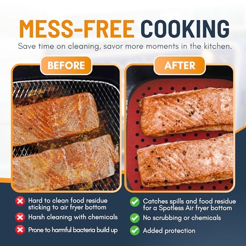 8.5 Inch Square Silicone Air Fryer Liners (3 Pack) by Linda's Essentials – Non-Stick, Easy-Clean