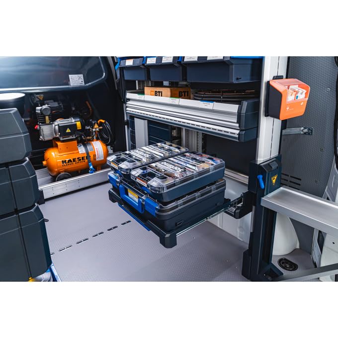 Sortimo T-BOXX 330 with 8 Inset Boxes H95 - Robust Small Parts Box with Transparent Lid, Flexible Divider & Safe Transport. Compatible with Sortimo Vehicle Equipment & WorkMo