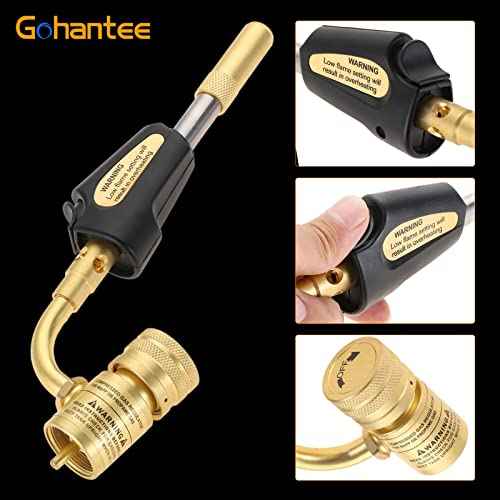 gohantee Propane MAPP Gas Turbo Torch Tips with Self Ignition Trigger Adjustable Regulator Torch Compatible with MAPP MAP Pro Propane CGA600 Cylinder for Welding, HVAC, Brazing, Barbecue or Plumbing
