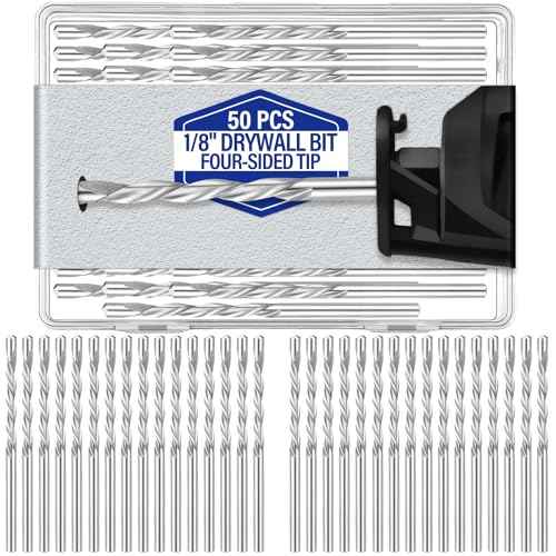 Tondiamo 50 Pcs Drywall Bits 1/8 Inch Cutting Bits M2 Speed Steel Spiral Drywall Router Saw Cutout Drill Tip Guide Point Cutting Outlets Drill Tools for Use with Spiral Saw