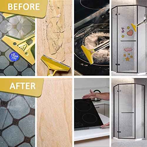 Razor Blade Scraper,Floor Scraper Tool with 20PCS Extra Blades,Paint Scraper Ideal for Cleaning Stove Top,Windows,Glass,Tiles,Wall,Labels.(4 in,Metal)