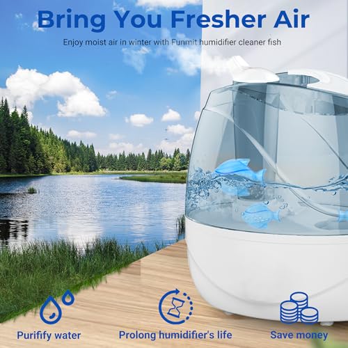 Funmit 12-Pack Humidifier Cleaner Fish, Blue — Removes Mineral Build-Up