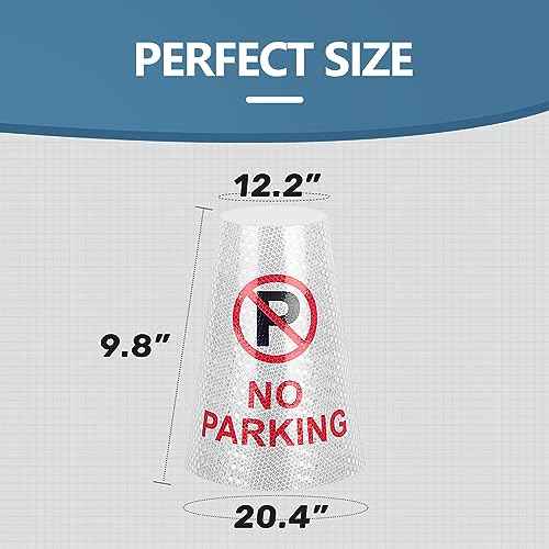 BATTIFE 10 Pack " No Parking " Bright Reflective Collars, Cone Message Sleeves for Traffic Safety Cones, 360¡Æ High Visible Signs for Driveway Road Outdoor Use
