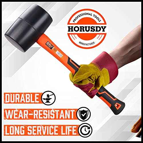HORUSDY 16 Oz Rubber Mallet Hammer, Fiberglass Rubber Mallet Handle