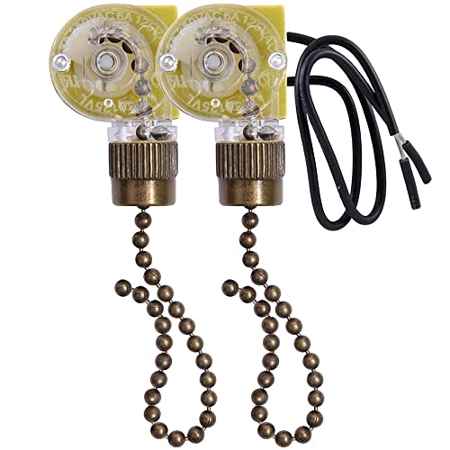 Akahttbn Bronze Ceiling Fan Light Switch Zing Ear ZE-109 2-Pack Pull Chain Control