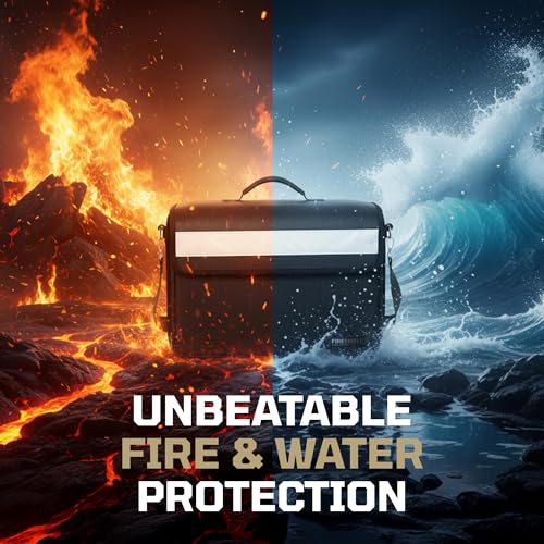 Fireproof Document Bag 5200°F Waterproof Safe Organizer with Shoulder Strap