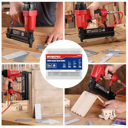 WORKPRO 1200 Count Brad Nails Assortment 2” 1-1/2” 1-1/4” 3/4” Heavy Duty Zinc-Plated Steel