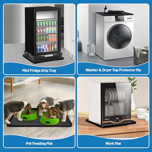 Nefish Mini Fridge Stand with 23.6 x 23.6 x 0.8 in Silicone Drip Tray – Black-Stand 23.6x26.6x0.8