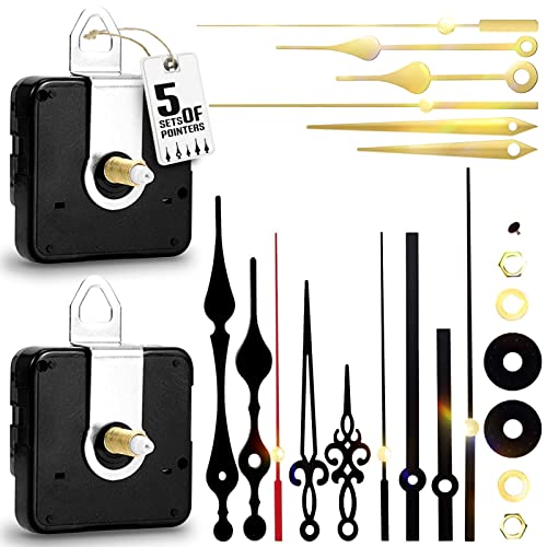 YOGINGO 16mm+23mm Quartz Wall Clock Mechanism Kit Silent Replacement with 5 Hands