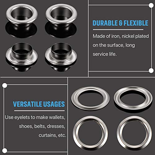 WILLBOND 1/4 Inch Silver Grommets and Washers Kit 500 Sets for Crafting & Repair