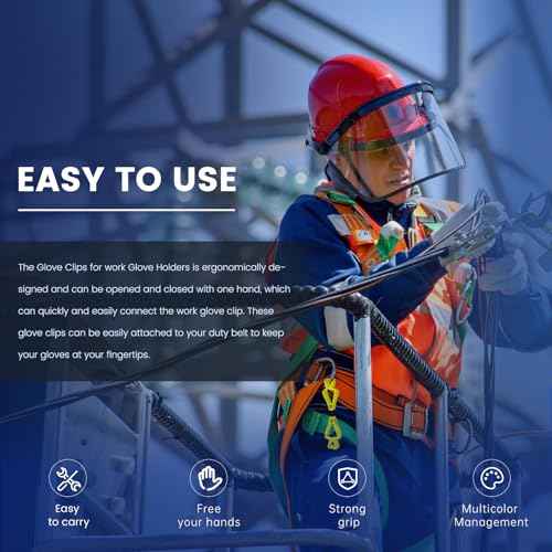 Glove Clips for Work 6-Pack | Z-Shaped Clips for Tool Belts & Hard Hats | Construction Gloves Anti-drop Keeper