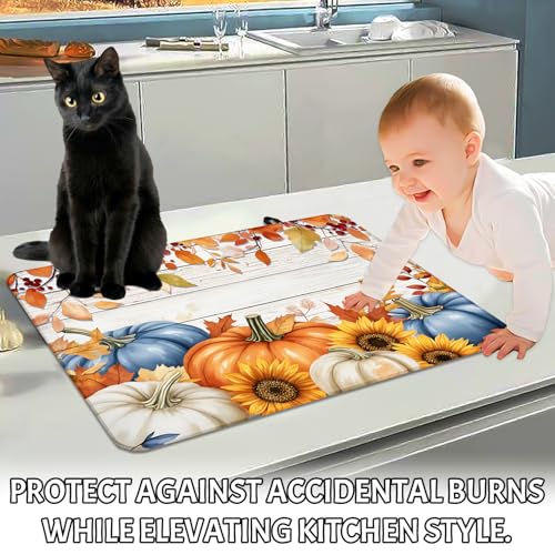 Seimip Hello Fall Pumpkin 28x20 Silicone Stove Top Cover — Heat-Resistant Glass Cooktop Pad