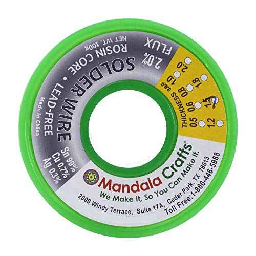 Mandala Crafts Lead Free Solder Wire with Solder Flux - 100g 1.5mm Rosin Core Solder for Electronics - Ag0.3 Cu0.7 Sn99 SAC Tin Soldering Wire for Stained Glass Electrical PCB