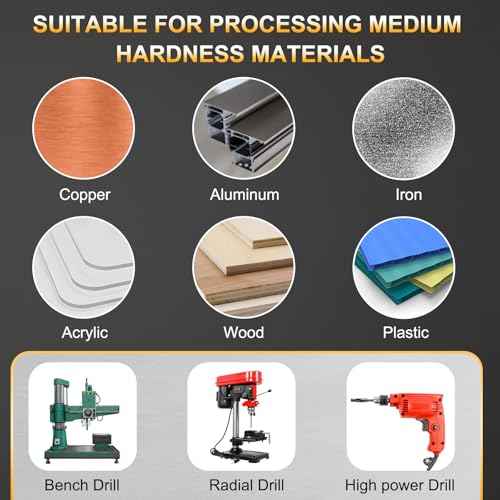 HARFINGTON 23/32" Drill Bit 12mm Reduced Shank 3-Flat 4241 High Speed Steel Nitriding Black 118¡Æ for Soft Materials Wood Plastic Iron Copper Aluminum