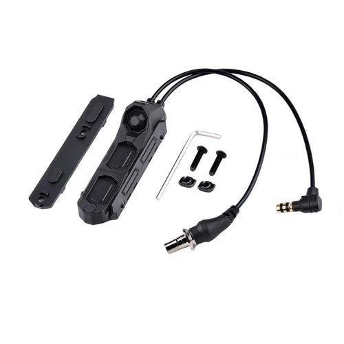 Dual-Control Remote Pressure Switch for LA23 Plug Flashlight Tactical Hunting (Black)