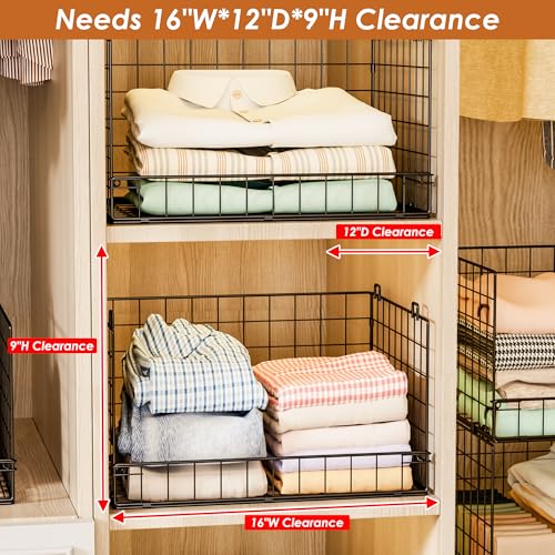 Yociyoga Black 4-Tier Stackable Closet Organizer Shelves Foldable Storage