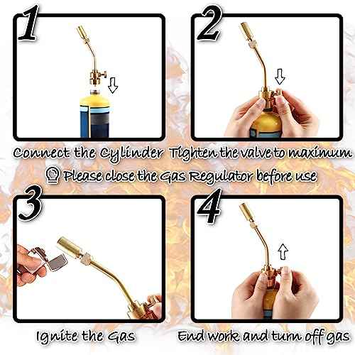 Propane Torch Head, Manual Start Basic Brass Torch Nozzle Blow Torch Tip for Soldering, Welding, Thawing, Brazing and Cooking (Torch Only)