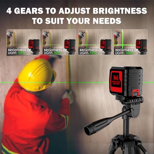 Motovera LL-T3 Self-Leveling Laser Level 100ft Green Cross Line with Tripod, 4 Brightness Modes & IP54 Waterproof
