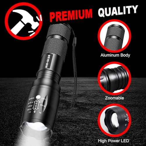 1 Mode Flashlights 2 Pack, Super Bright Zoomable LED Tactical Flashlight High Lumens, Water Resistant Portable Pocket Flash Light for Emergency, Camping, Home, and Gift - Red