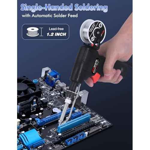 Soldering Iron Kit Electric Solder Guns Set 80W Precision Electronics Tools for Jewelry Making, Stained Glass, PCB Wire Repair, Adjustable 500-896¡ÆF, One-Handheld Automatic Send Tin Feed