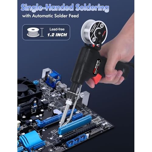 Soldering Iron Kit Electric Solder Guns Set 80W Precision Electronics Tools for Jewelry Making, Stained Glass, PCB Wire Repair, Adjustable 500-896¡ÆF, One-Handheld Automatic Send Tin Feed