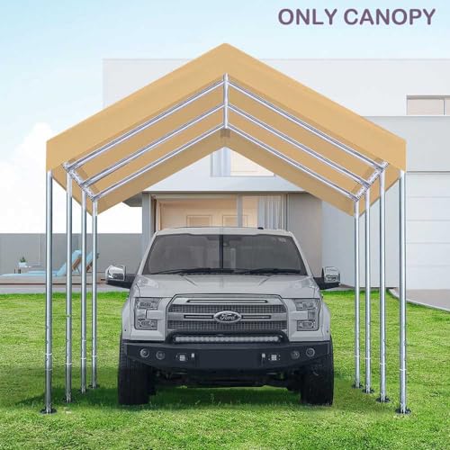 Vanteriam 10'x20' Beige Carport Canopy Replacement Cover (Top Only)