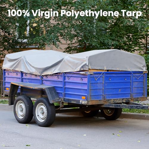 Sunvigor Heavy Duty Waterproof Tarp 10x20Ft Silver/Brown 14 Mil UV Resistant Cover
