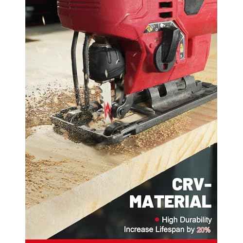 EZARC 10PCS Jigsaw Blades T101B Jig Saw Blades Set for Wood Clean Cutting Assorted T-Shank Replacement 10 TPI Curved & Scrolling Cutting