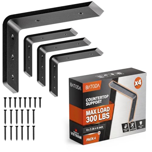 BATODA 8-Inch Heavy Duty Steel Support Brackets for Countertops - 4 Pack