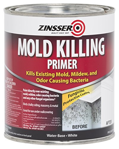 Zinsser Mold Killing Primer Quart - Water-Based Fungicidal Coating, EPA Registered, White