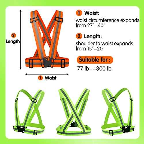 Reflective Safety Vest 2pcs - High Visibility Vest Adjustable Straps for Outdoor Jogging, Cycling,Walking,Workers