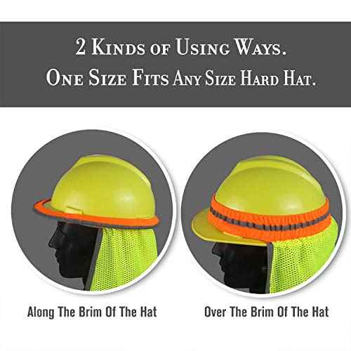 Evridwear High Visibility Neck Sun Shield with Reflective Stripe, Safety Hard Hat Shade with Breathable Mesh Elastic Band for Construction, Outdoor Activities, Landscaping from UV