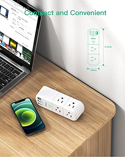Mifaso 9-in-1 Surge Protector Power Strip Outlet Extender with Rotating Plug, 2A1C, White