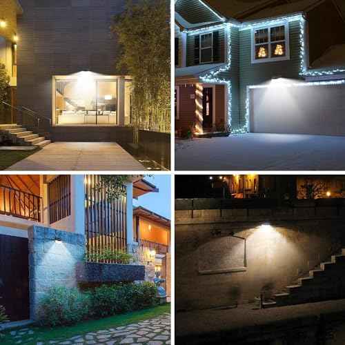 Aootek New Solar Motion Sensor Lights 120 LEDs with Lights Reflector,270¡Æ Wide Angle, IP65 Waterproof, Step Lights for Front Door, Yard, Garage, Deck (Back Button 4-Pack)