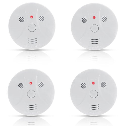 4 Pack Combination Smoke and Carbon Monoxide Detector Battery Operated, Travel Portable Photoelectric Fire&Co Alarm for Home, Kitchen