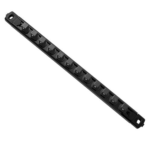 Reniteco Magnetic Socket Organizer, 1-Piece Heavty Duty ABS Socket Holder, Socket Rail for Tool Box, Premium Quality 360° Swivel Socket Rack with 12 Clips for 1/2-Inch(Black)